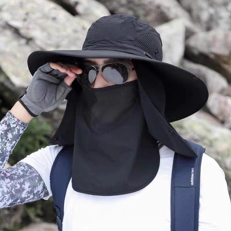 Fisherman Hat Men's Summer UV Protection Outdoor Travel Sun Hat Fishing Face Cover Sun Hat Big Brim Sun Hat