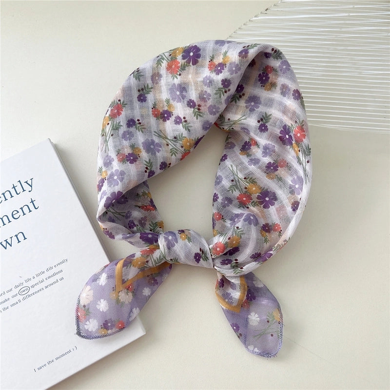 Women's Cartoon Style Cute Sweet Ditsy Floral Cotton And Linen Kerchief