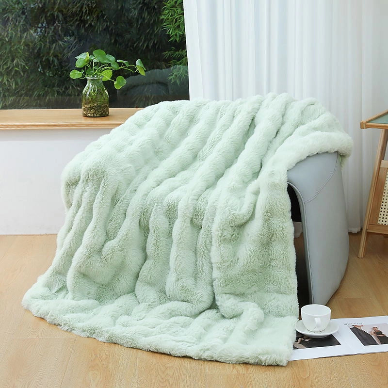 Internet Celebrity Winter Thickened Bubble Velvet Blanket Tuscan Rabbit-like Plush Thickened Blanket Office Sofa Blanket