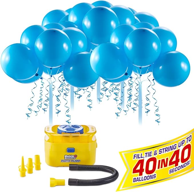 Self Sealing Party Balloons with Portable Electric Air Pump - 40 Self-Sealing Blue Latex Balloons for Celebrations