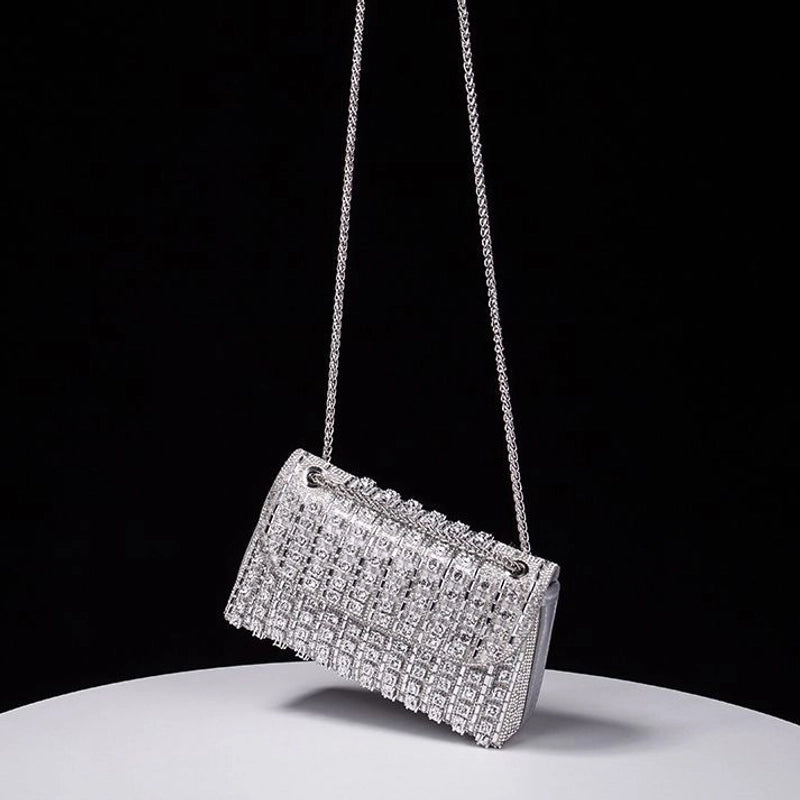 Silver Colorful Pu Leather Solid Color Square Evening Bags
