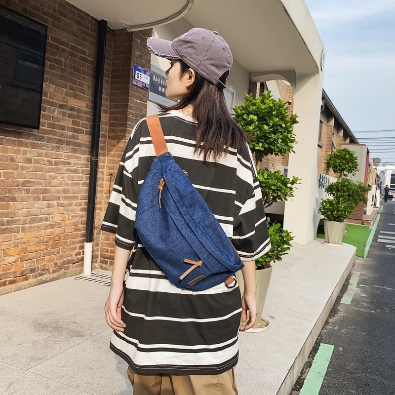 Women's Classic Style Solid Color Denim Waist Bags