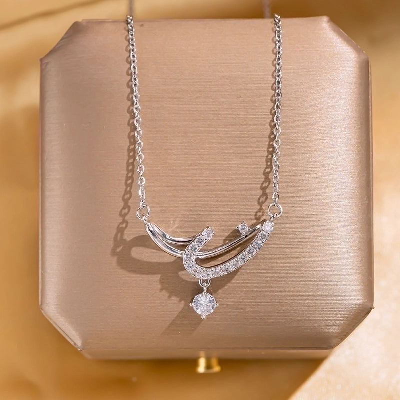 Elegant Lady Streetwear Geometric Flower Butterfly 304 Stainless Steel Acrylic Zircon 18K Gold Plated Inlay Pendant Necklace