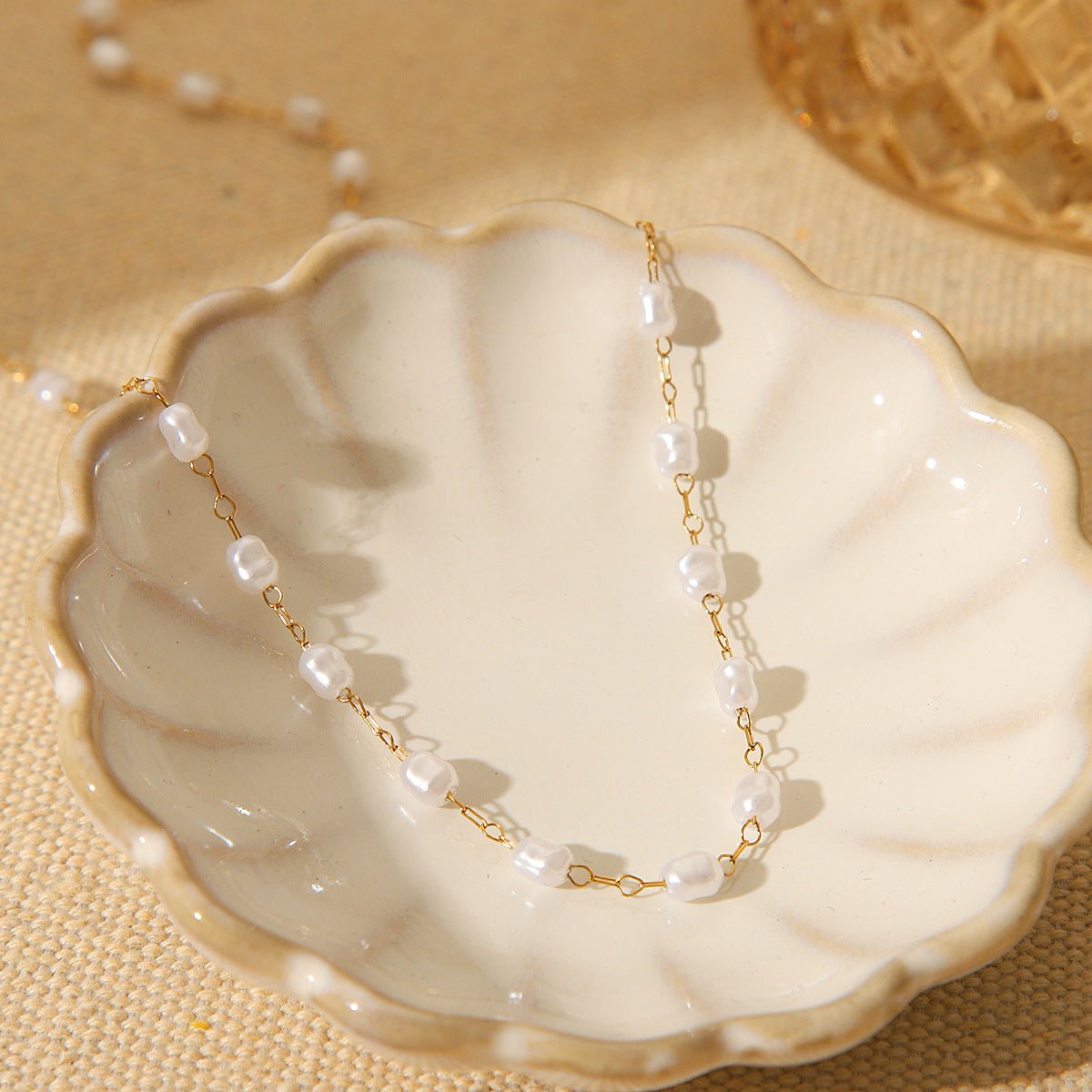 IG Style Pearl Geometric Stainless Steel Electroplating Necklaces
