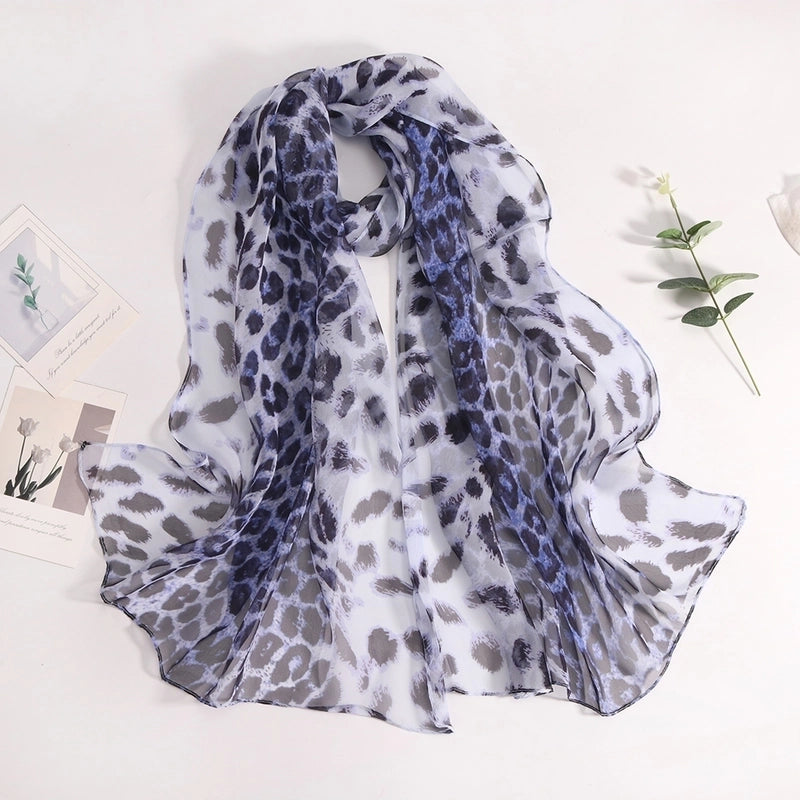 Women's Minimalist Leopard Chiffon Silk Scarf