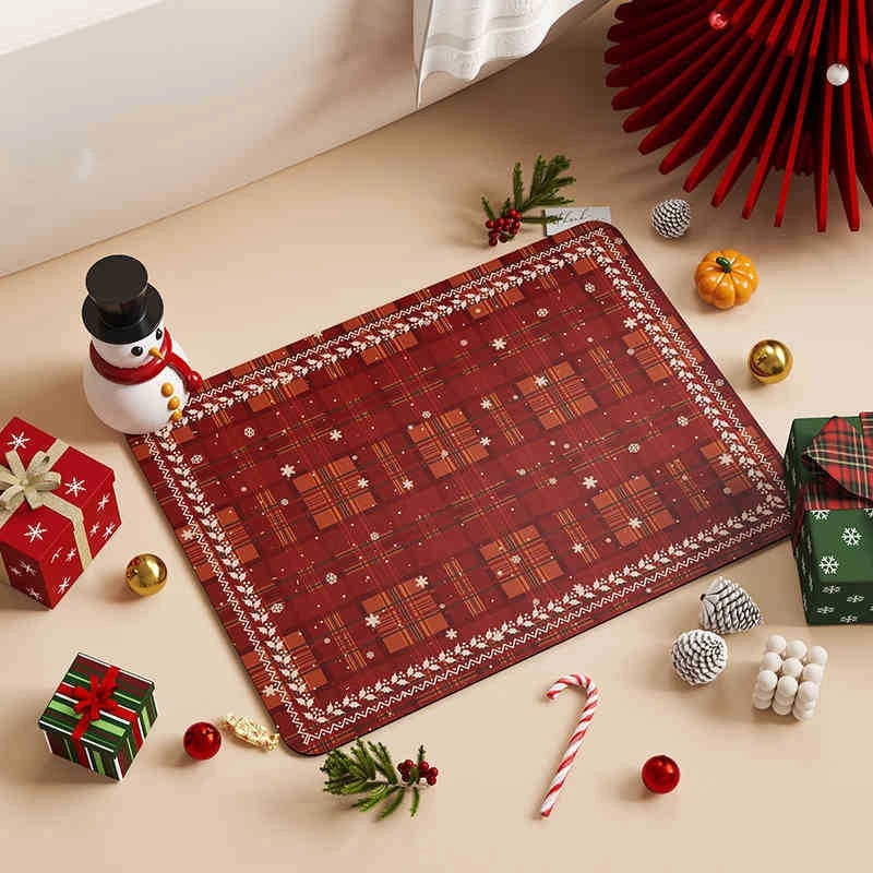 Christmas Casual Vacation Printing Polyester Carpet Bathing Carpet