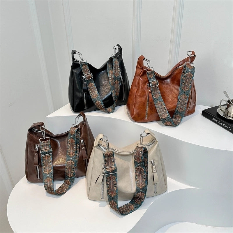 Women's Classic Style Solid Color Pu Leather Shopping Bags