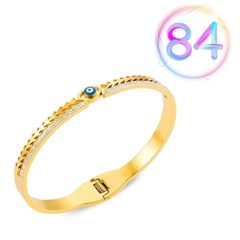 2 Pieces Fashion Geometric Stainless Steel Plating Zircon Bangle