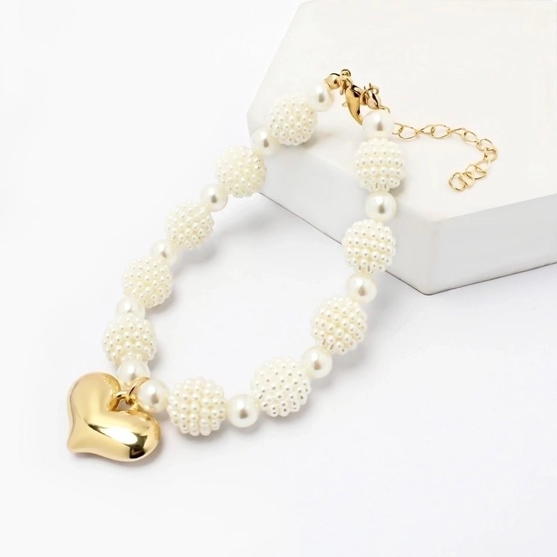 Minimalist Commute Imitation Pearl Heart Shape Pet Accessories