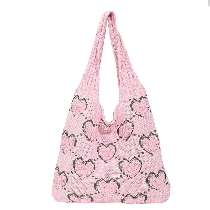 Women's Polyester Heart Shape Streetwear Square Open Shoulder Bag
