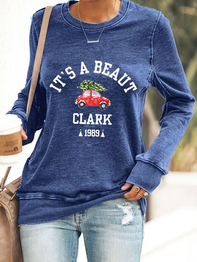 Women's Christmas It's A Beaut Clark Print Casual Sweatshirt