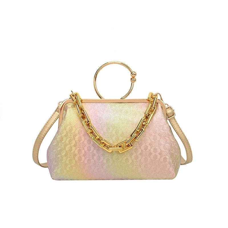 Women's Small Pu Leather Color Block Streetwear Shell Clasp Frame Shoulder Bag Crossbody Bag Dome Bag