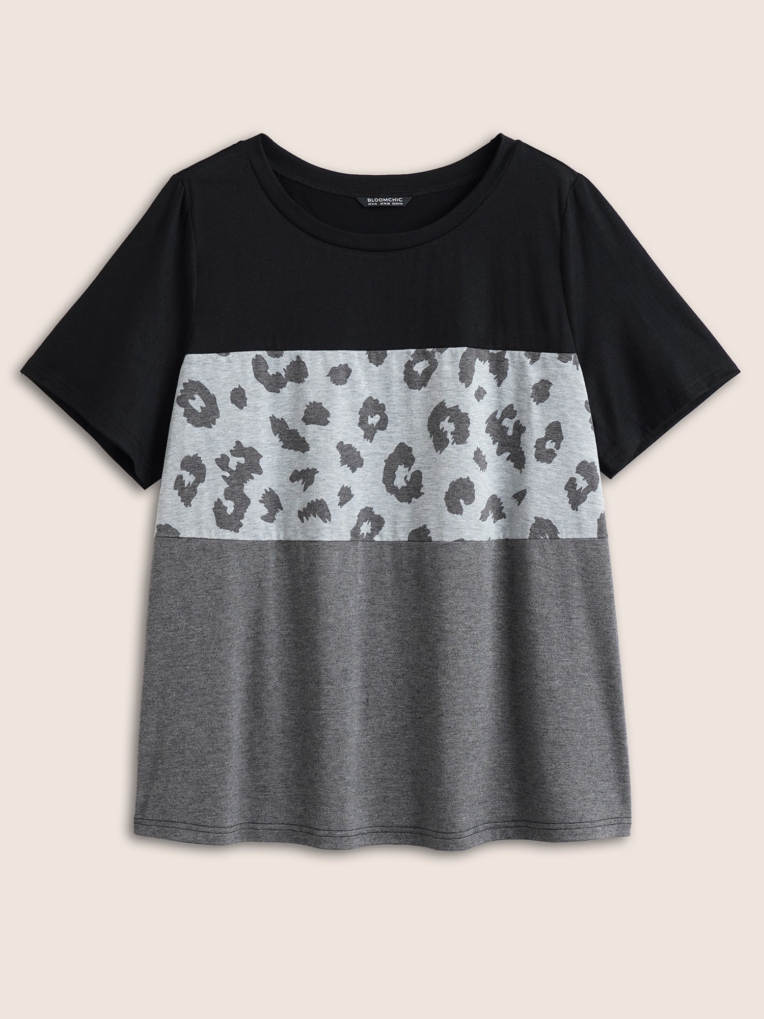 Colorblock Contrast Patchwork Leopard T-shirt