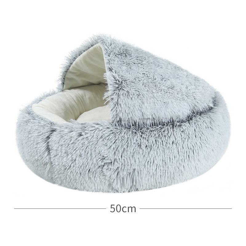 Fluffy Hooded Pet Bed