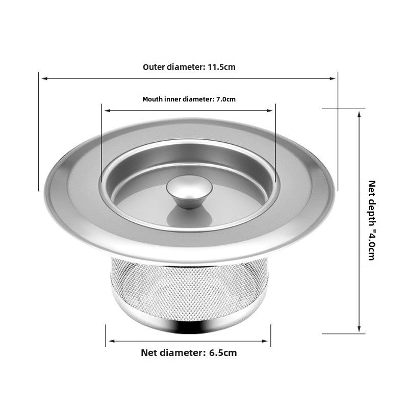 Kitchen Filter Drain Net Sink 304 Stainless Steel Filter Sink Garbage Artifact Sewer Drain Funnel