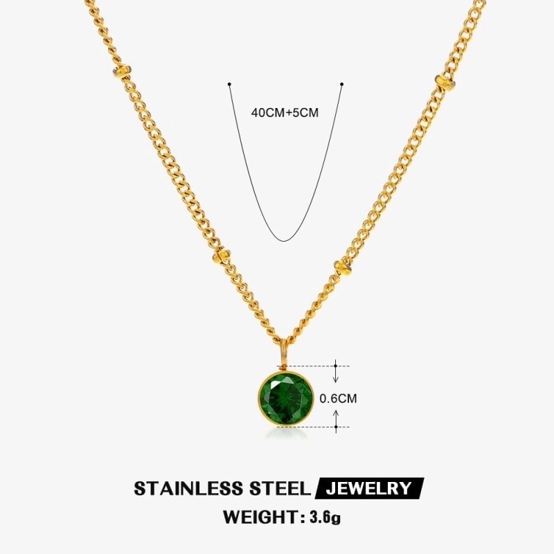 316 Stainless Steel  18K Gold Plated Minimalist Classic Style Plating Inlay Solid Color Artificial Rhinestones Pendant Necklace