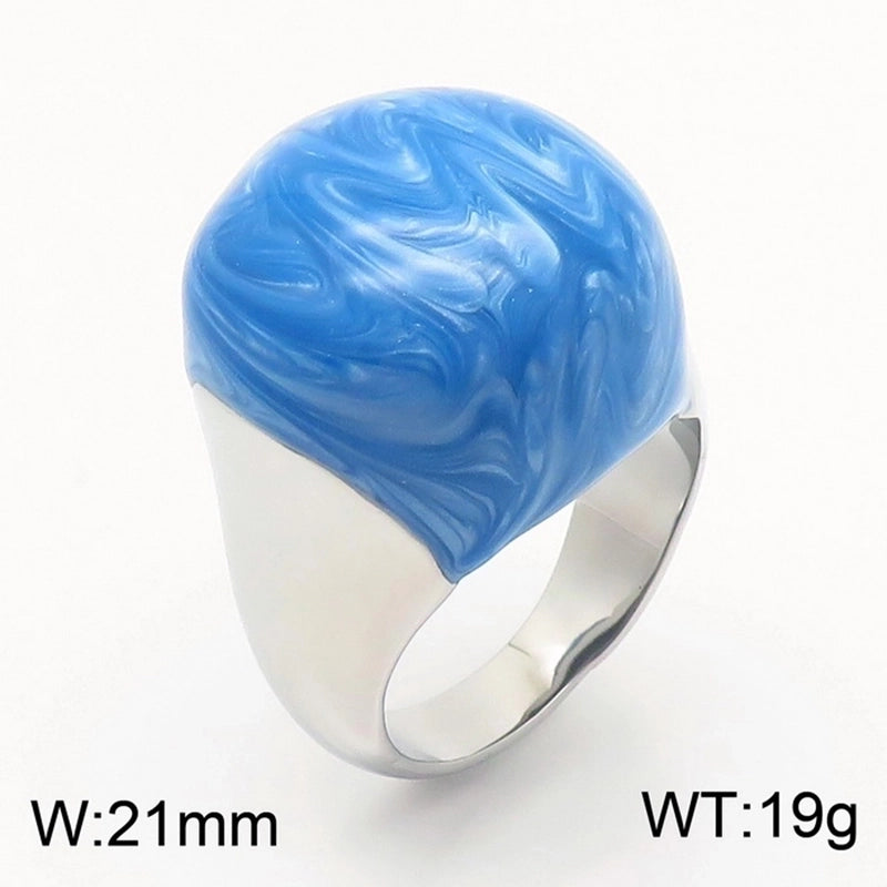 Minimalist Round Titanium Steel 18K Gold Plated Enamel Plating Rings