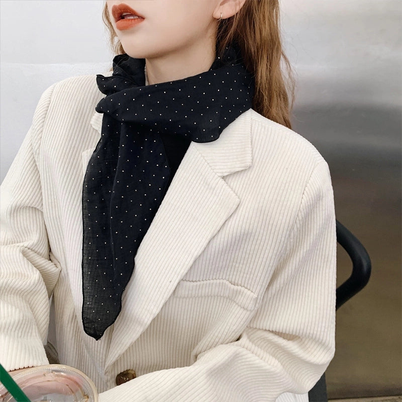 Women's Minimalist Color Block Polyester Printing Silk Scarf
