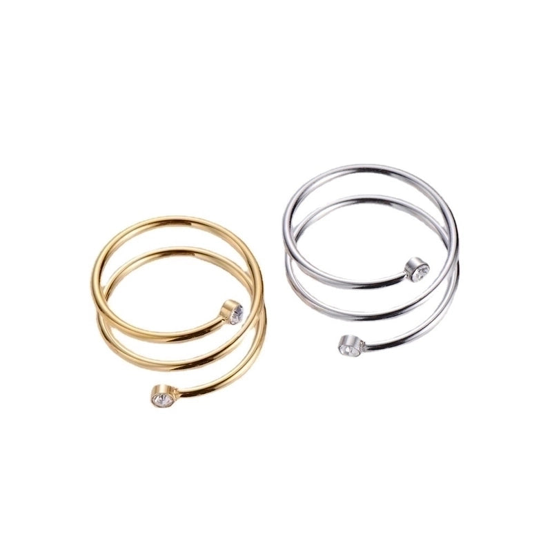 Stainless Steel 18K Gold Plated Fashion Geometric Rhinestones