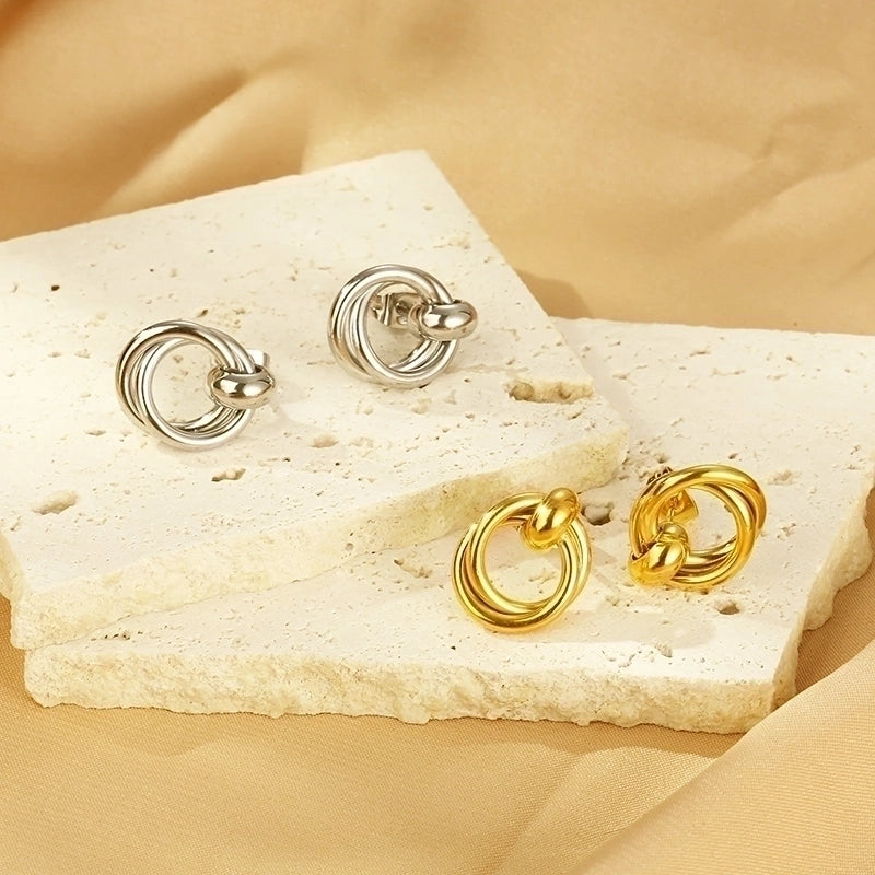 1 Pair Minimalist Circle 304 Stainless Steel 18K Gold Plated Ear Studs