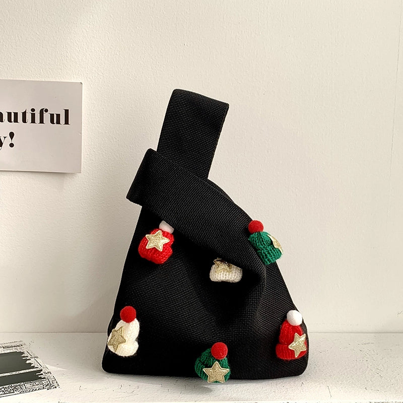 Christmas Women's Medium Polyester Christmas Hat Star Streetwear Square Open Handbag