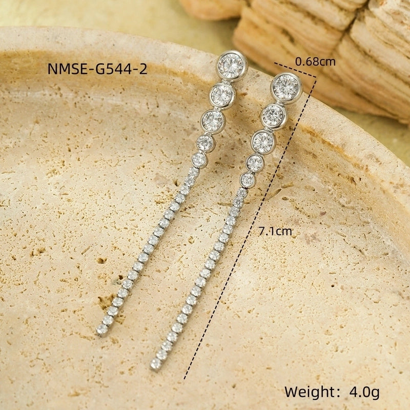 1 Pair Retro Solid Color Inlay 304 Stainless Steel Zircon Stainless Steel Earrings
