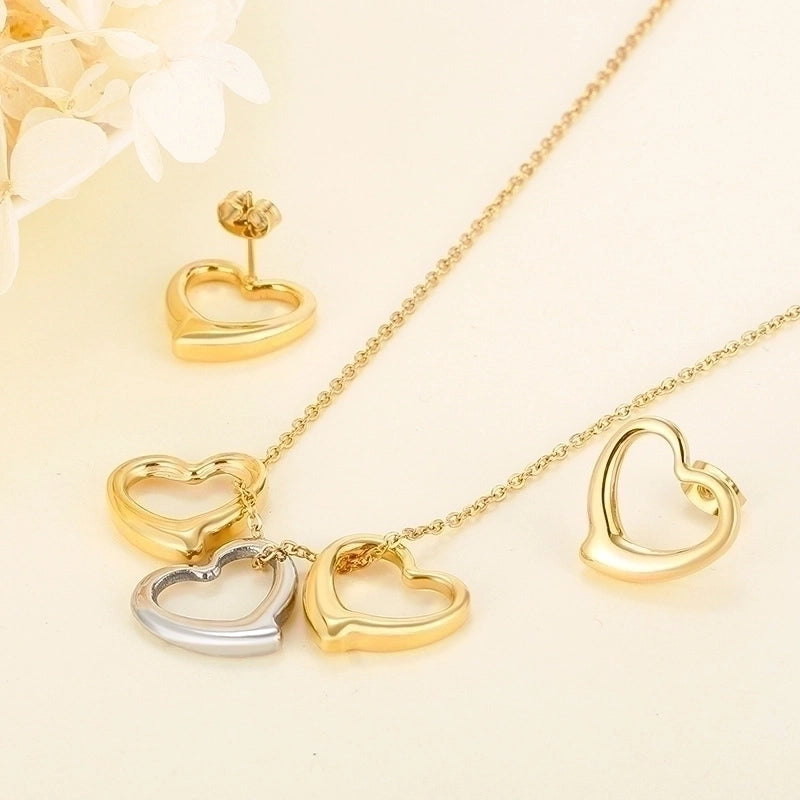 Titanium Steel 18K Gold Plated Fashion Heart