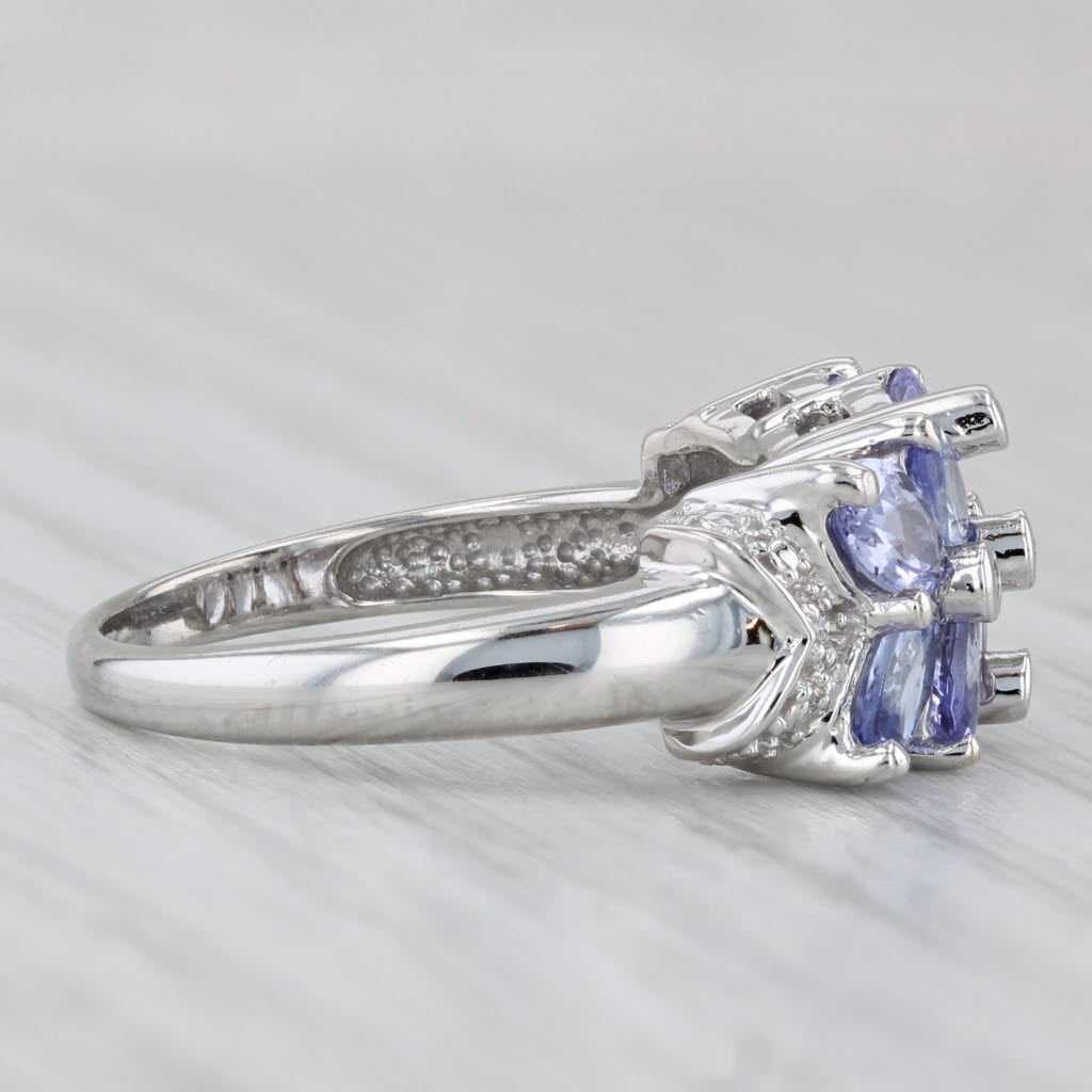 2.02ctw Tanzanite Diamond Cluster Ring 10k White Gold Size 7