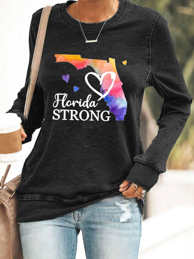 Women's Florida  Strong Mitton Hurricane Print Casuasl Sweatshirt