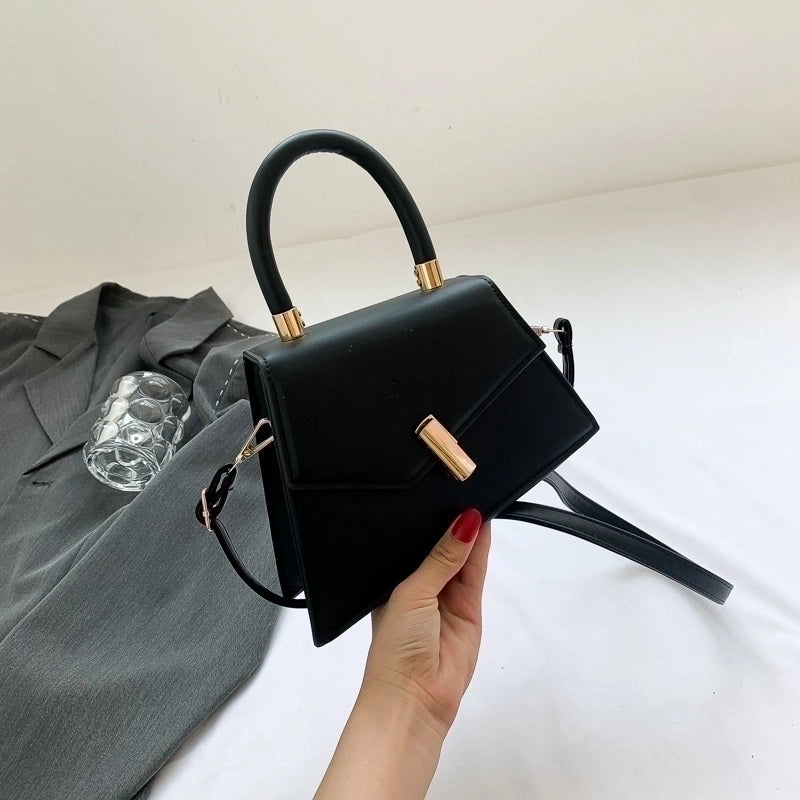 Women's Pu Leather Solid Color Elegant Classic Style Square Flip Cover Shoulder Bag Handbag Crossbody Bag