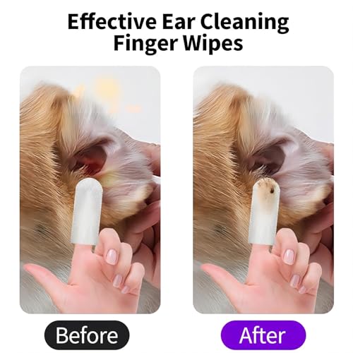 Dog Ear Wipes for Pets. Sooths & Deodorizes. Dog Ear Wipes Finger Relieve Ear Itching & Inflammation. with Rosemary Extract & Witch Hazel Extract. Easy to Use - 50 Count