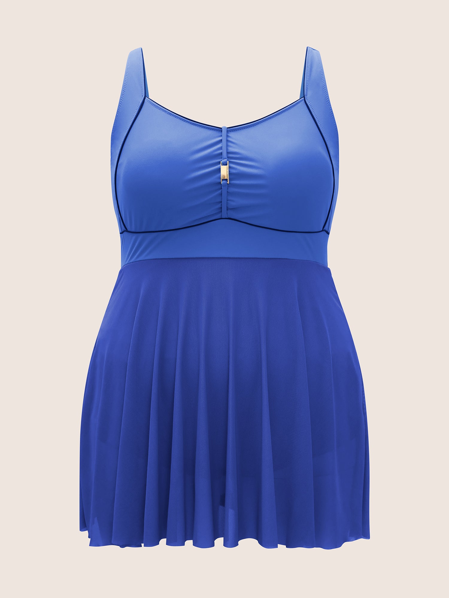 Solid Heart Neckline Gathered Dress