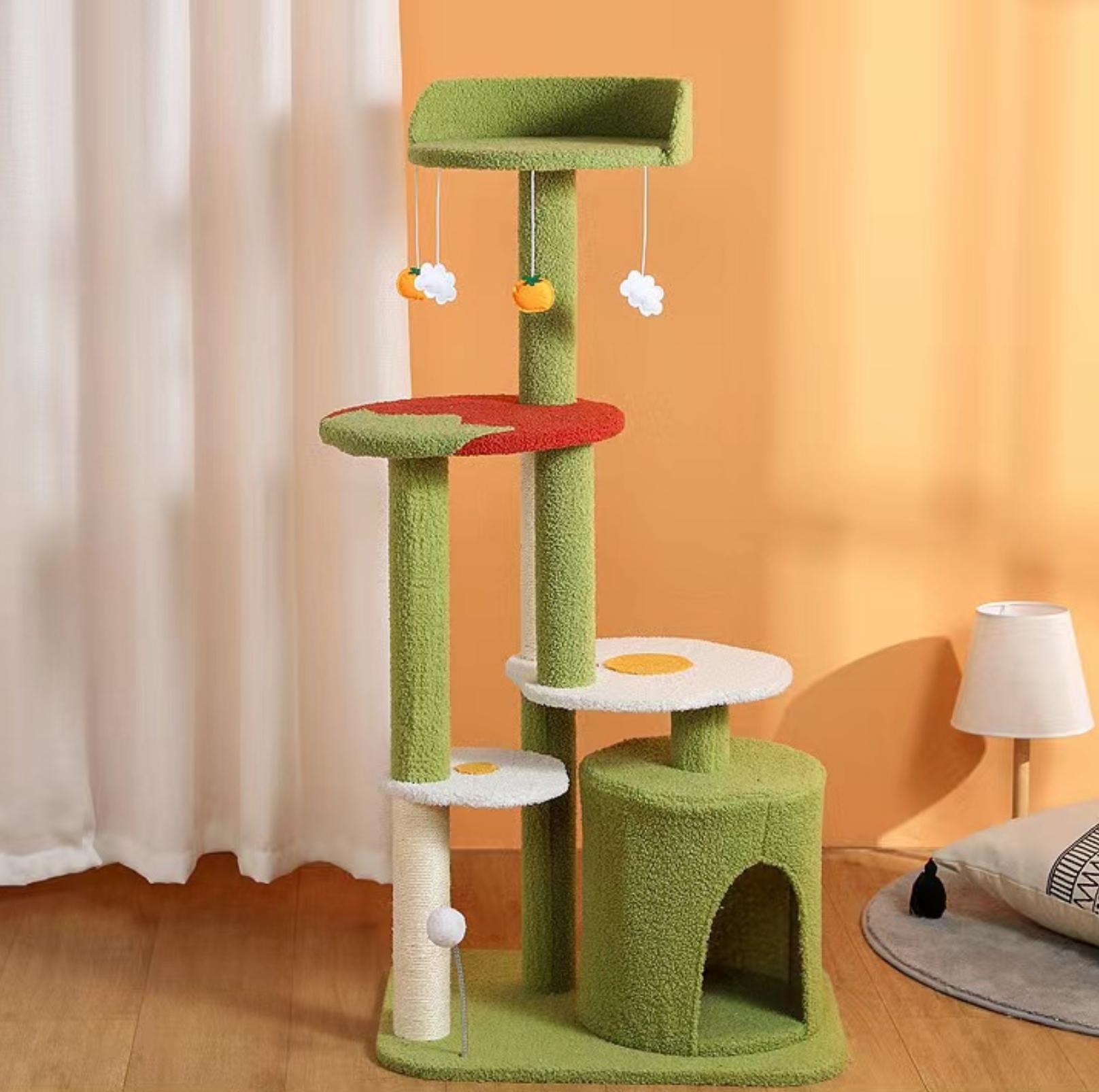 Fried Egg With Tomato Cat Tree Climbing Frame With Scratching Posts