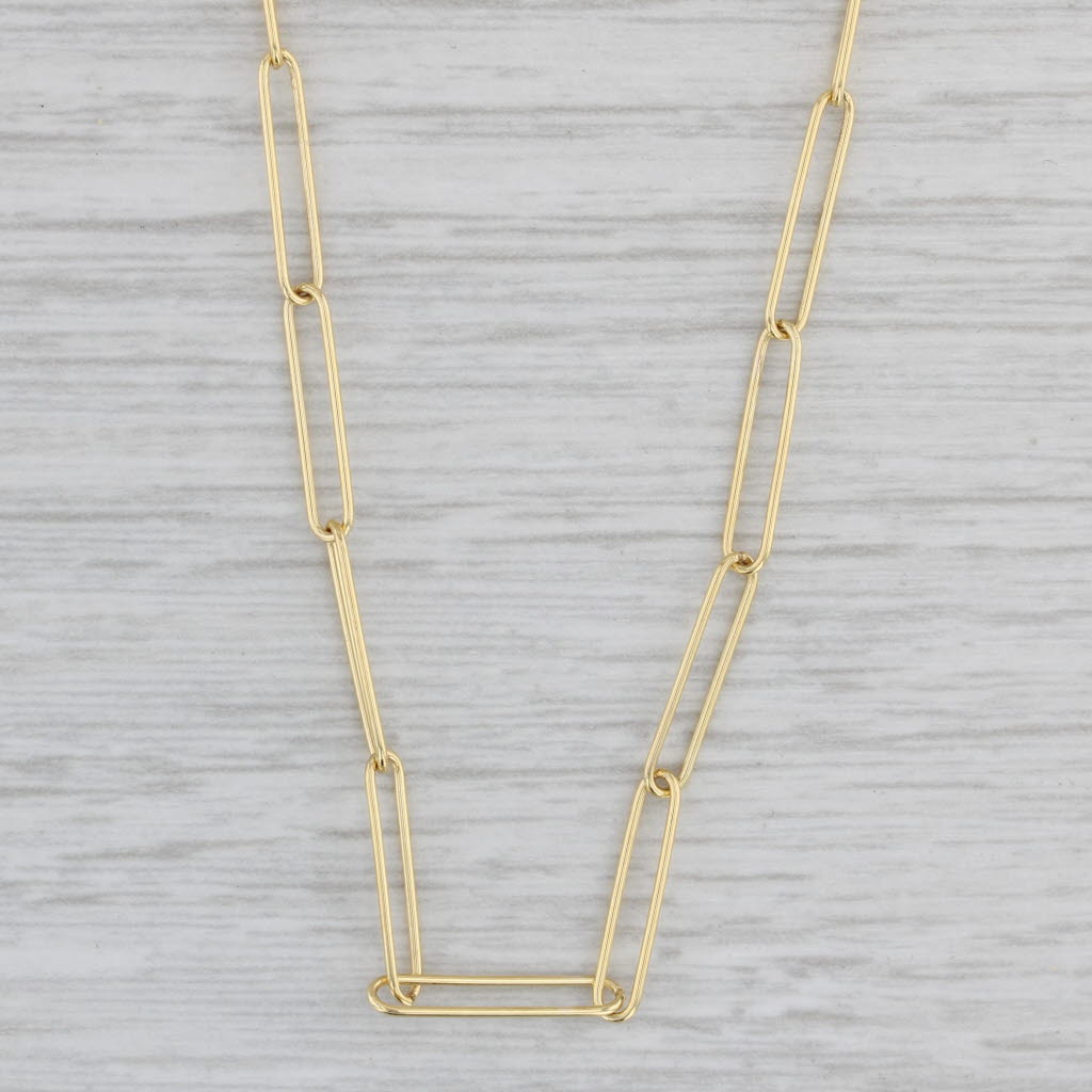 New Petite Paper Clip Chain Necklace 14k Yellow Gold 18 2.8mm