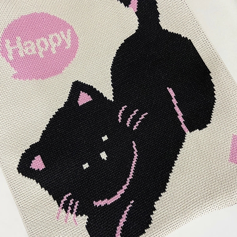 Women's Medium Polyester Cat Cute Basic Open Bucket Bag