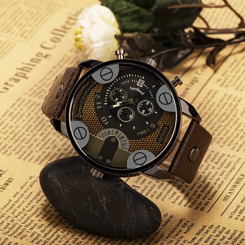 High-end Men's Watch New Fashion Simple Retro Domineering Street Style Large Dial Quartz Watch