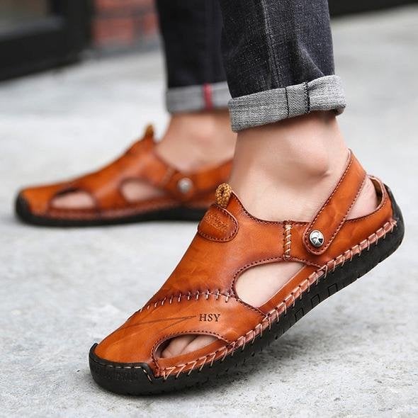 💥Large Size Soft Leather Men's Breathable Outdoor Sandals