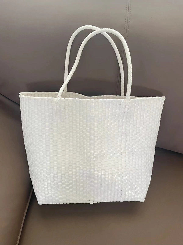 Women's Large PVC Solid Color Streetwear Square Open Handbag