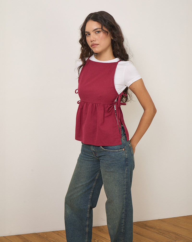 Palsi Tie Side Top in Burgundy