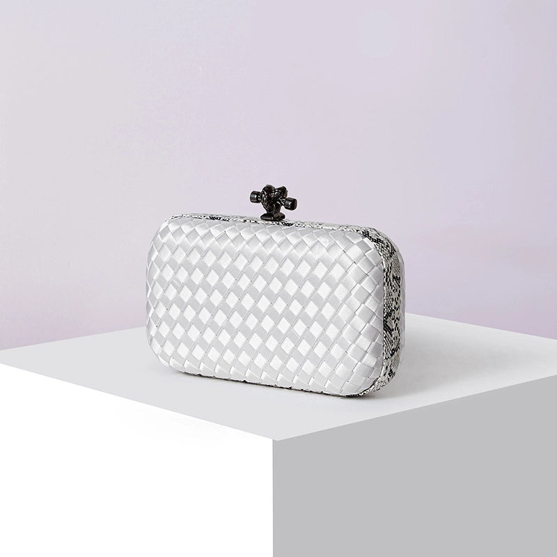 Factory Direct Sales Silk Hand-woven Women's Clutch Crossbody Simple Evening Bag Chain Pouch