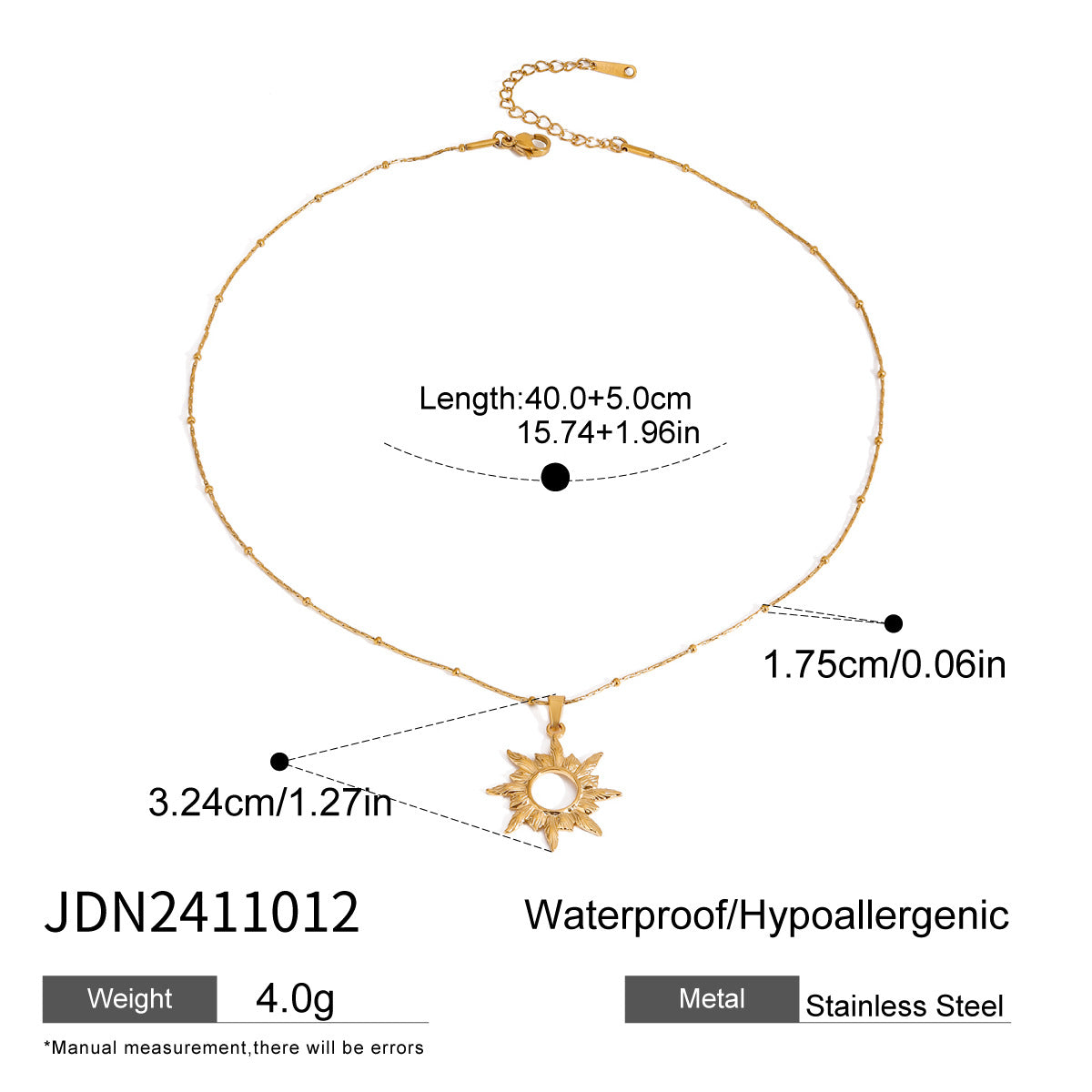 Jie Ding 18K Gold Stainless Steel Necklace Simple Jewelry Titanium Steel
