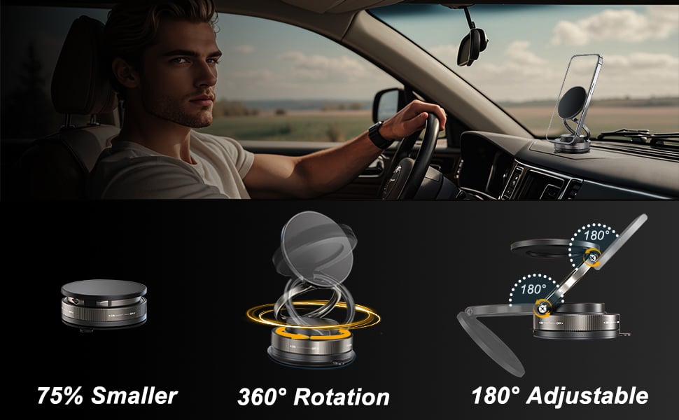 360° Adjustable Vacuum Magnetic Phone Holder for Car