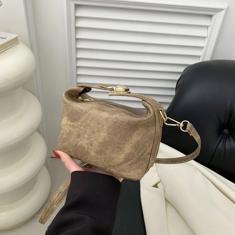 Women's Pu Leather Marble Classic Style Zipper Handbag