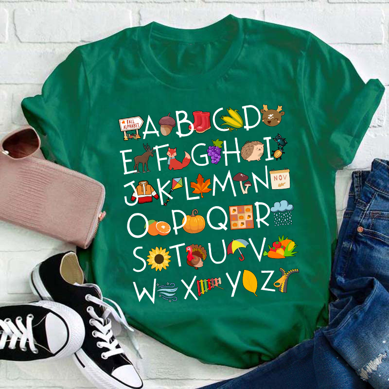 Fall Alphabet Teacher T-Shirt