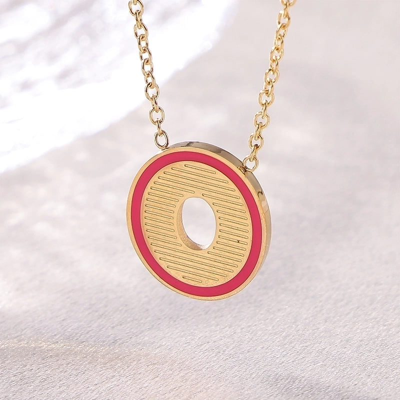 Sweet Minimalist Artistic Letter Stainless Steel Enamel Plating Pendant Necklace