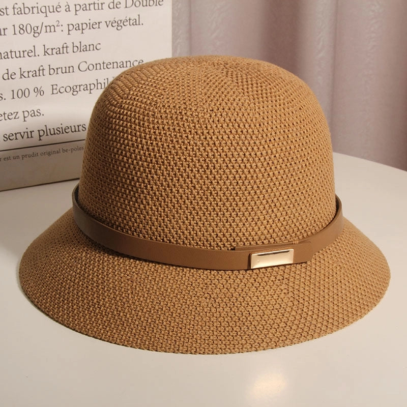 Summer New Fisherman Hat Women's Fashion Sunshade Sunscreen Basin Hat Outdoor Top Hat Cotton Linen Knitted Sun Hat