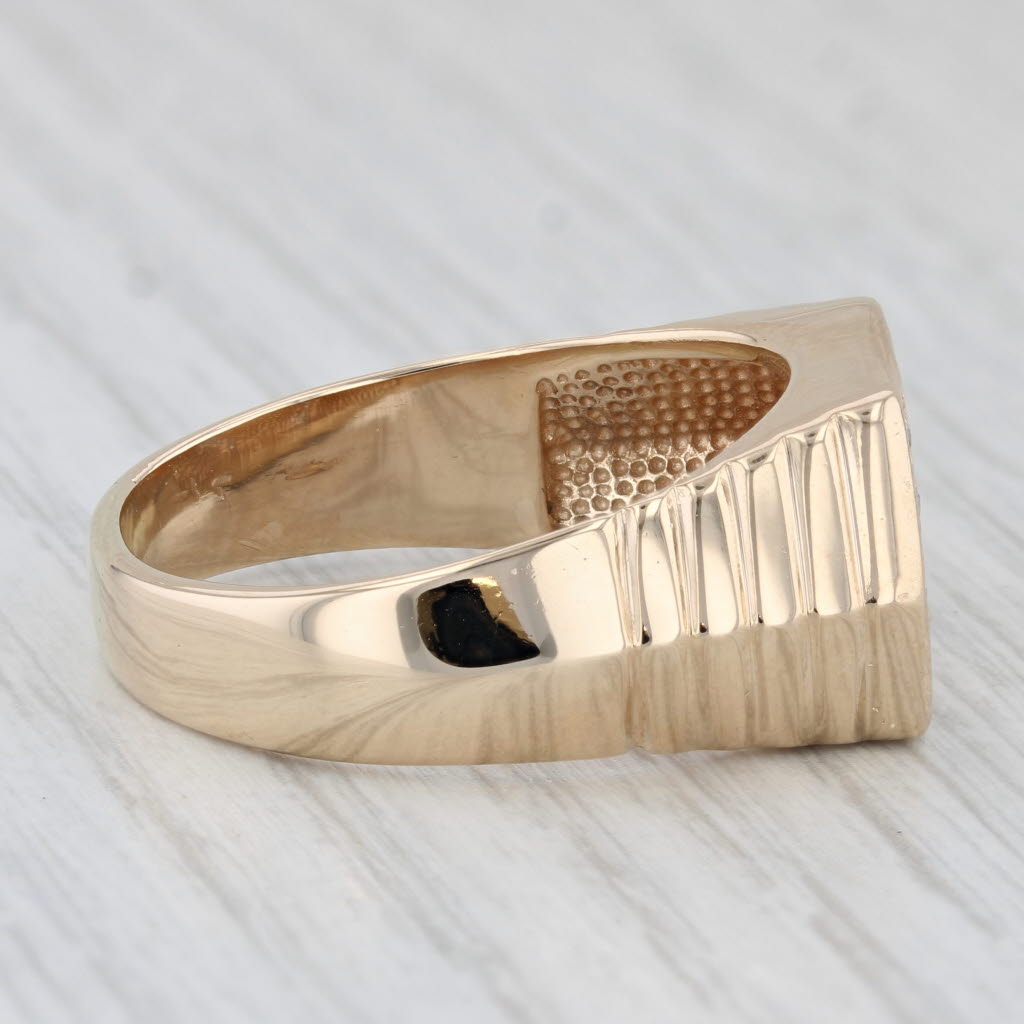 0.22ctw Diamond Men's Ring 14k Yellow Gold Engravable Signet Size 12.75