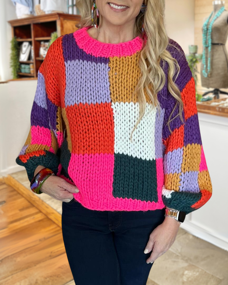 Colorblock Chunky Knit Sweater