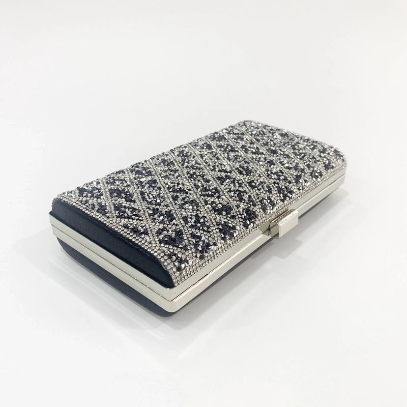 Black Gold Silver Pvc Stripe Rhinestone Square Evening Bags