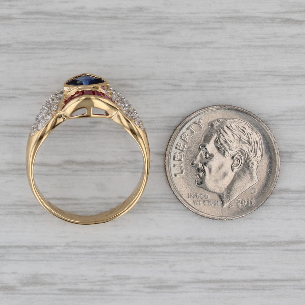 1.25ctw Ruby Sapphire Diamond Ring 18k Yellow Gold Size 6.5